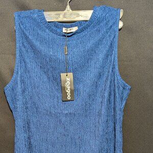 Zeagoo Top Women's Blue, Smocked Short Sleeves Soft Fabric Size:M